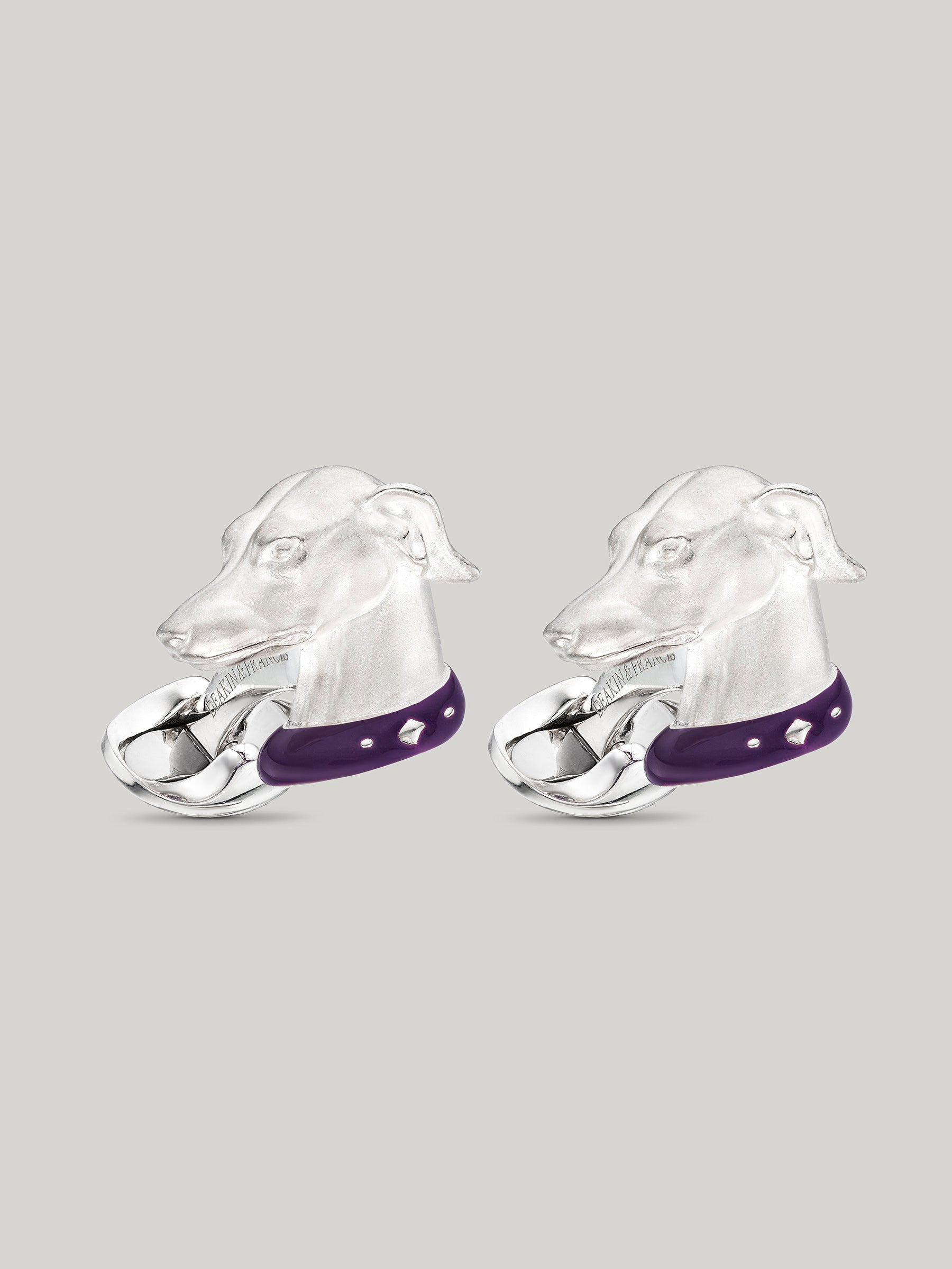 Sterling Silver and Enamel Hound Dog Cufflinks