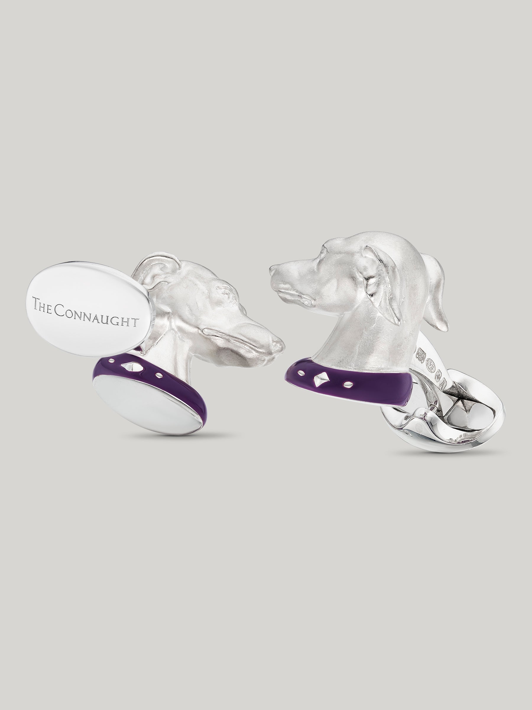 Sterling Silver and Enamel Hound Dog Cufflinks