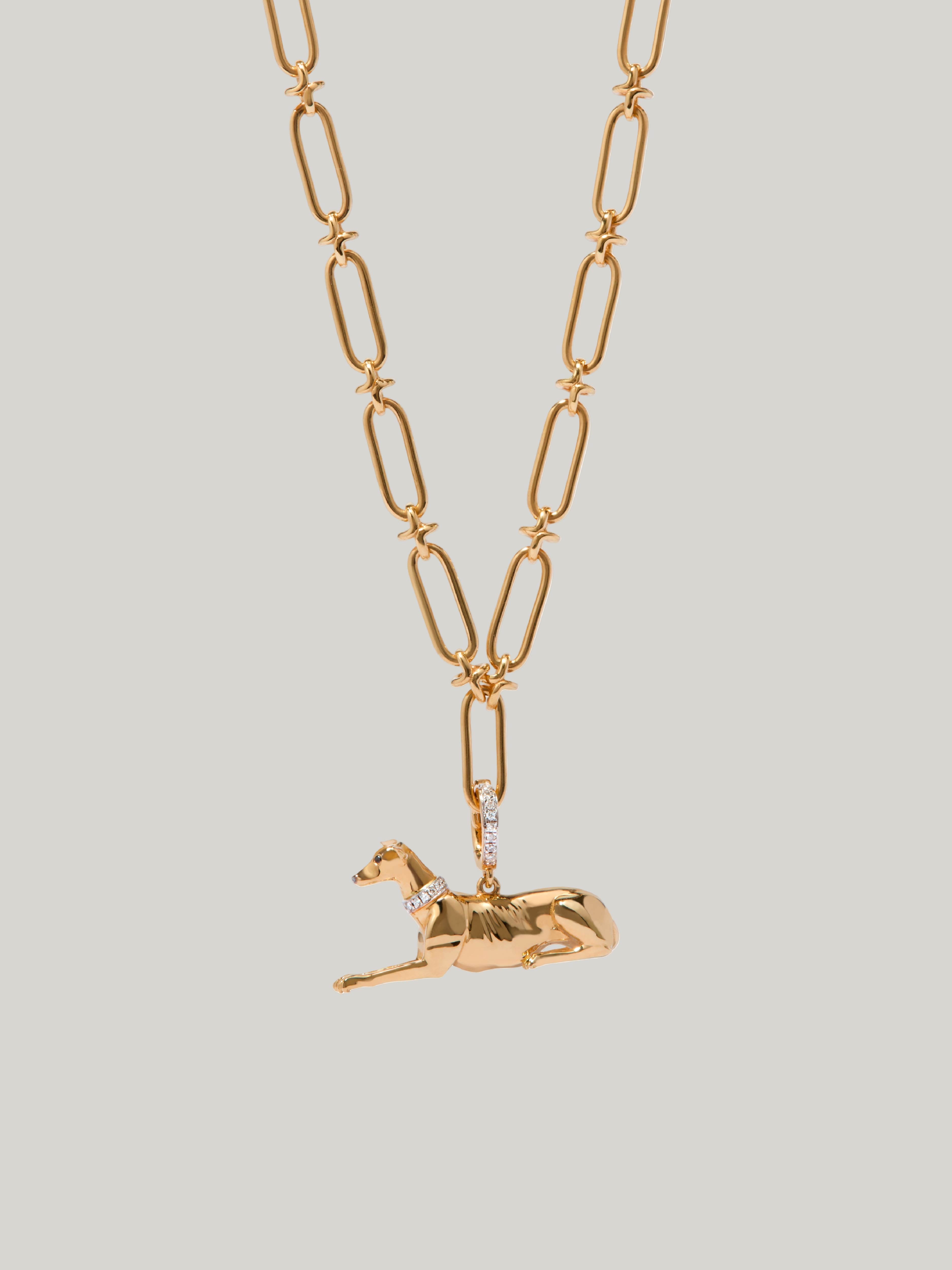 The Connaught x Annoushka 18ct Gold & Diamond Hound Charm Pendant