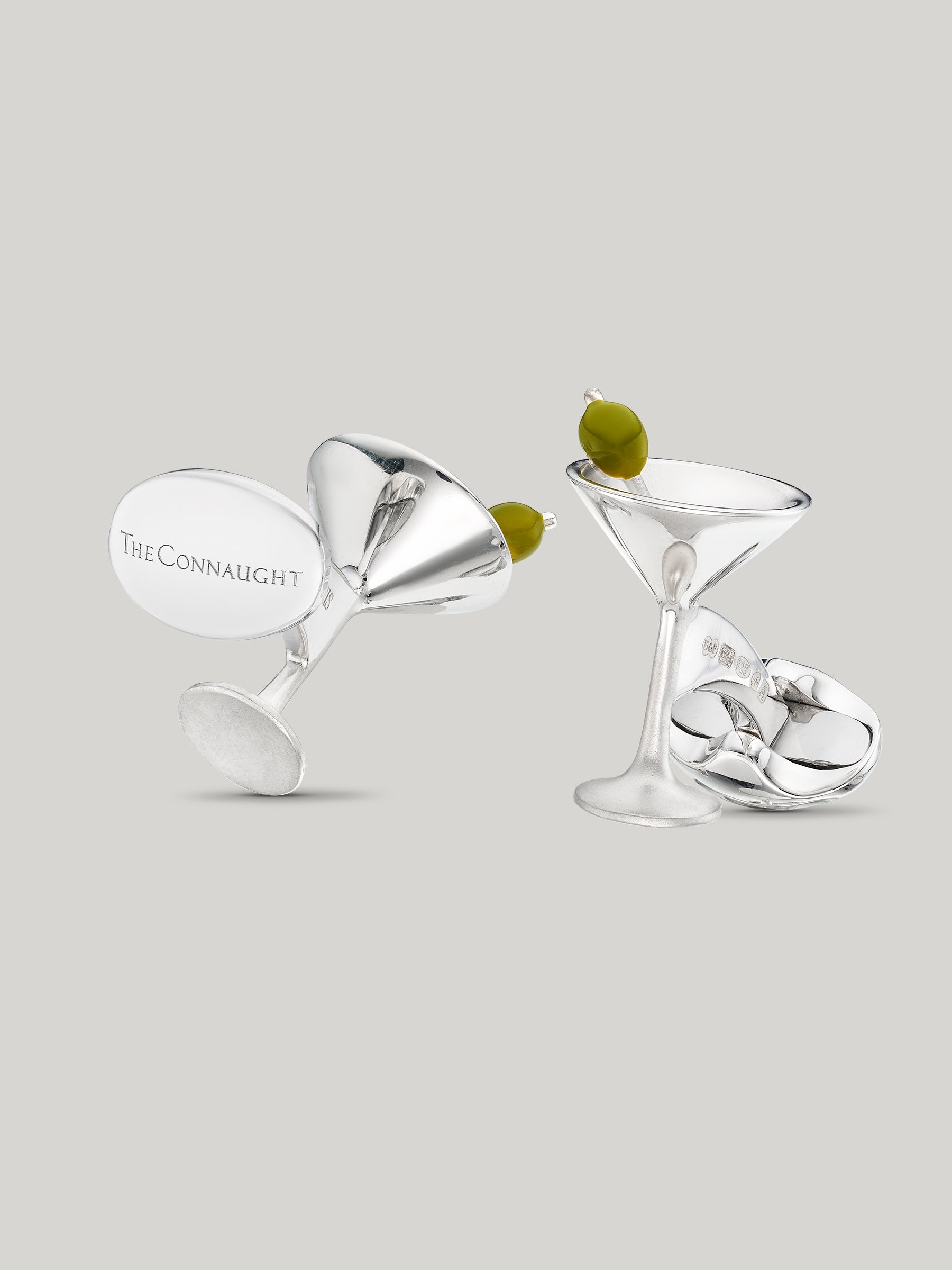 Sterling Silver and Enamel Martini Glass Cufflinks
