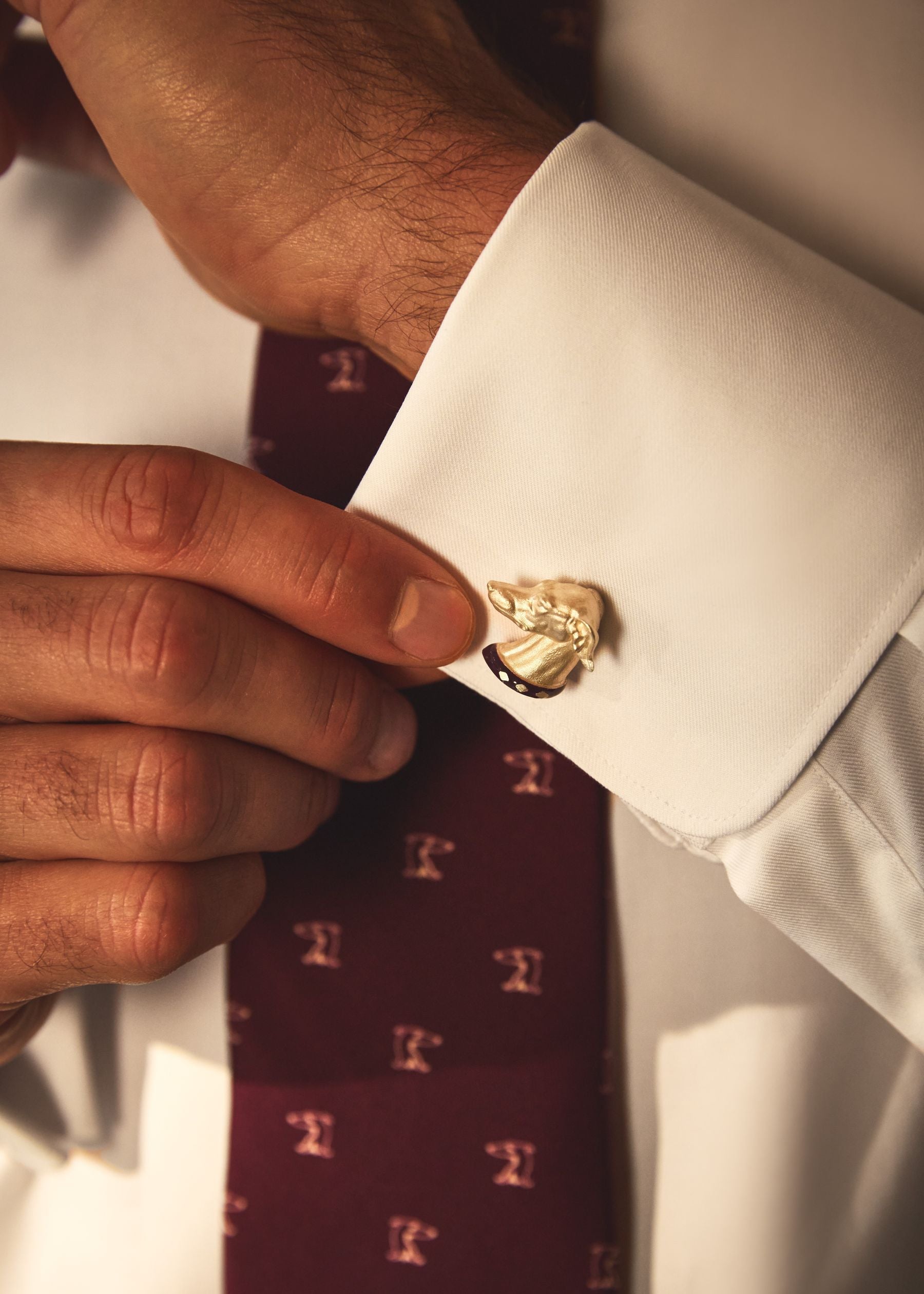 Sterling Silver and Enamel Hound Dog Cufflinks