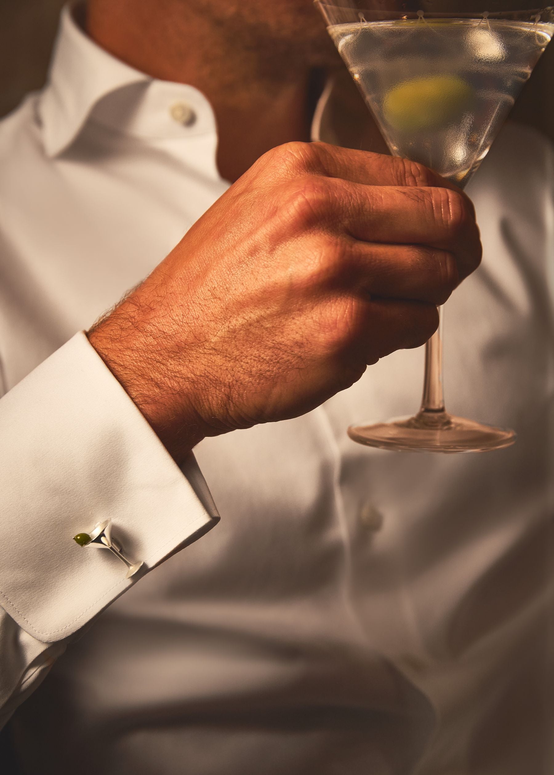 Sterling Silver and Enamel Martini Glass Cufflinks