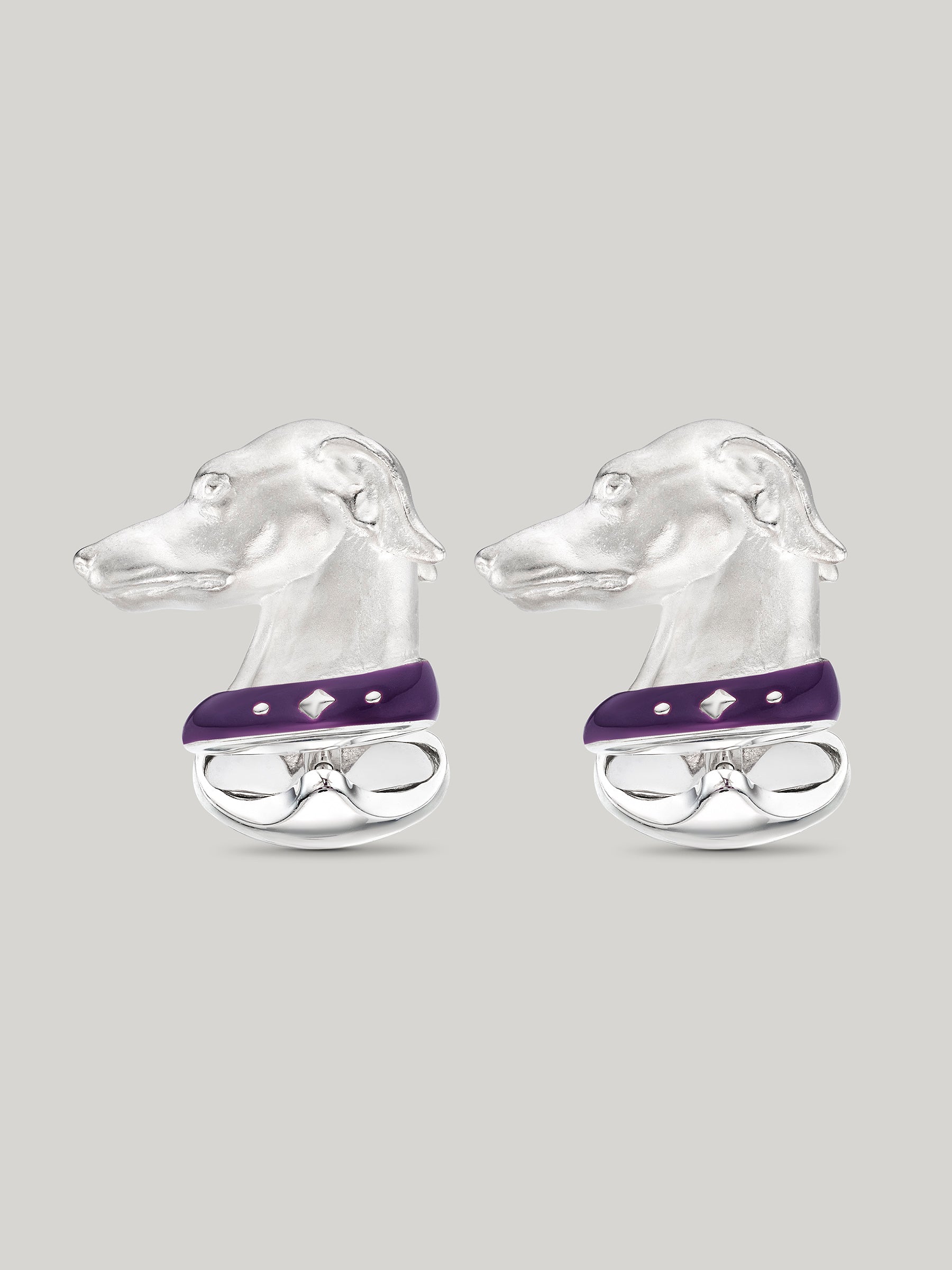 Sterling Silver and Enamel Hound Dog Cufflinks