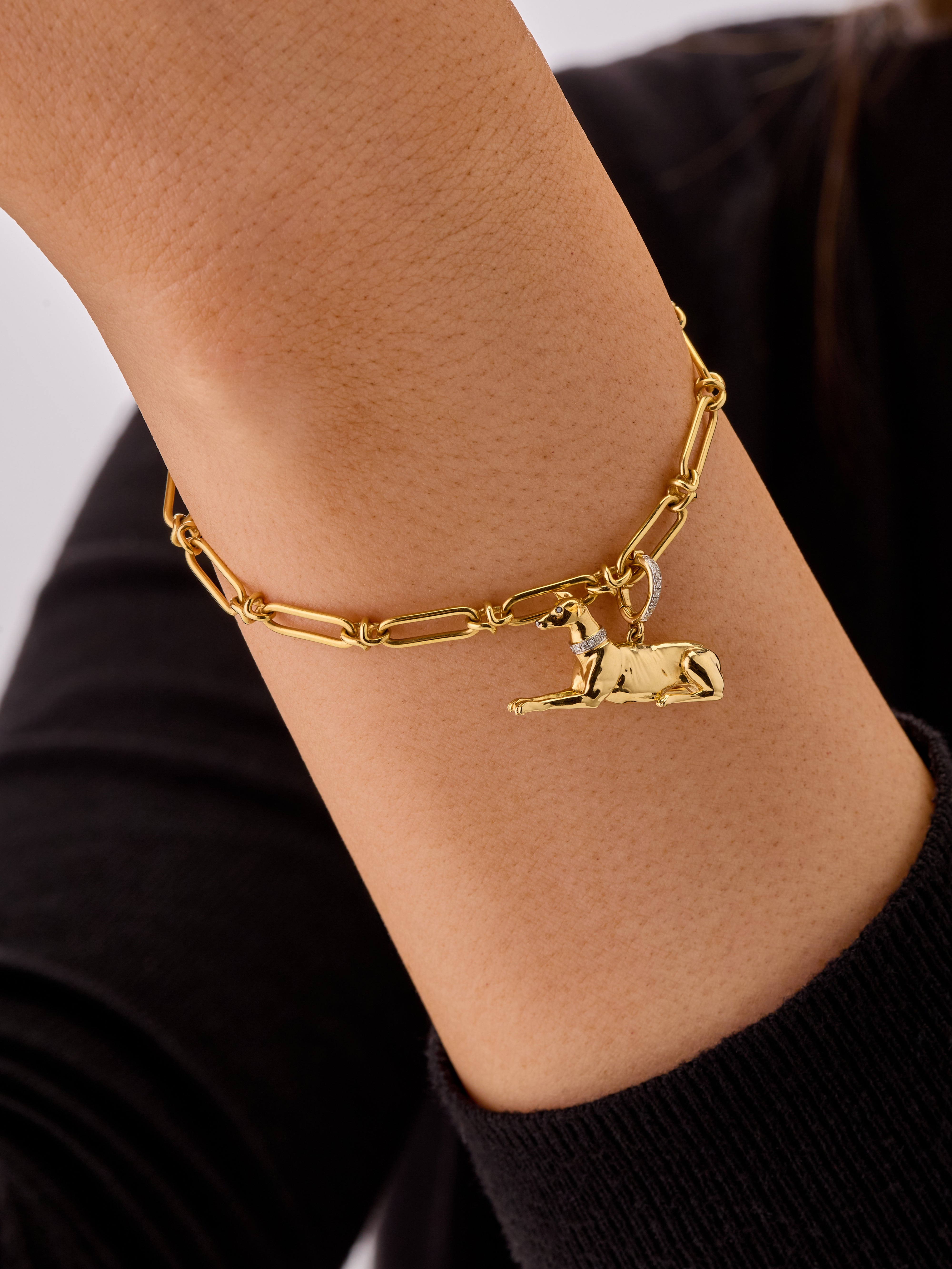 The Connaught x Annoushka 18ct Gold & Diamond Hound Charm Pendant