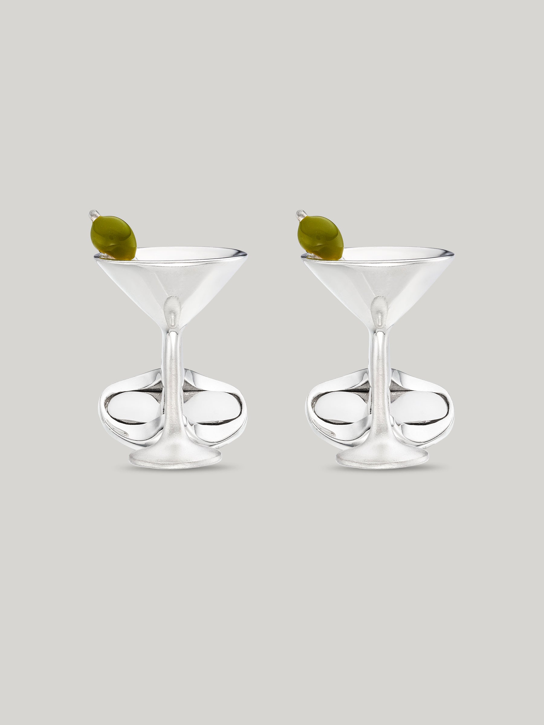 Sterling Silver and Enamel Martini Glass Cufflinks