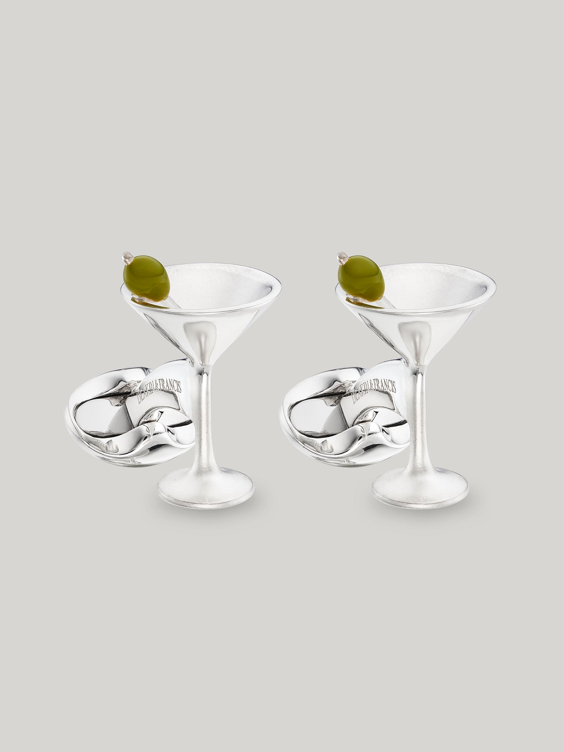 Sterling Silver and Enamel Martini Glass Cufflinks